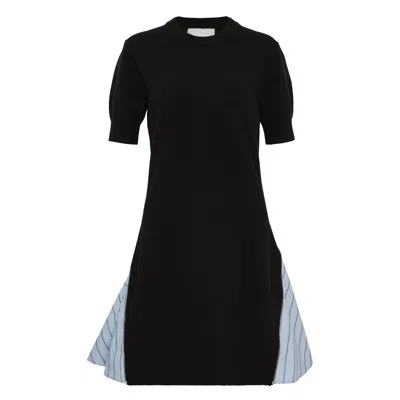 3.1 Phillip Lim Short Sleeve Mini Combo Dress In Black