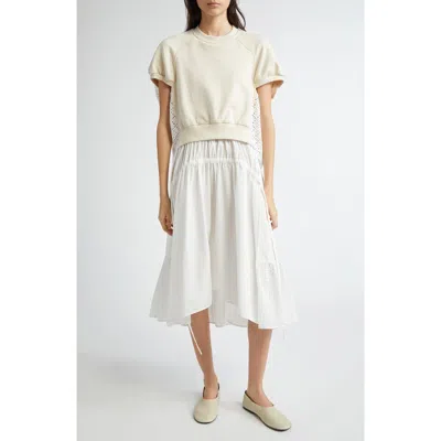 3.1 Phillip Lim Short Sleeve Mixed Media Dress In Ecru-white