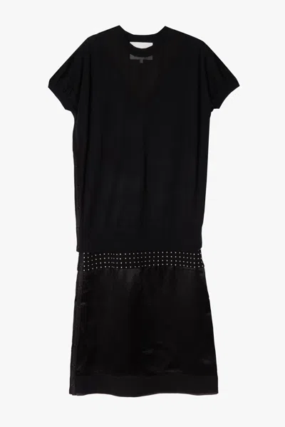 3.1 Phillip Lim Short Sleeve Multi-combo Embellished Dress With Snaps In Black