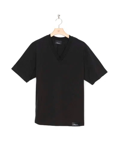 3.1 Phillip Lim Short Sleeve Oversized Boxy V-neck Tee In Black