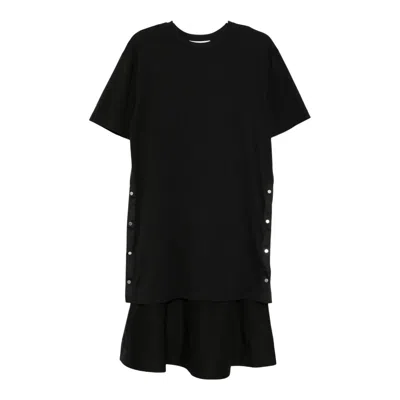3.1 Phillip Lim Short Sleeve Oversized T-shirt Combo Dress In Black