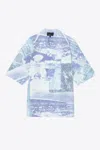 3.1 Phillip Lim Short Sleeve Postcard Print Notch Lapel In Blue