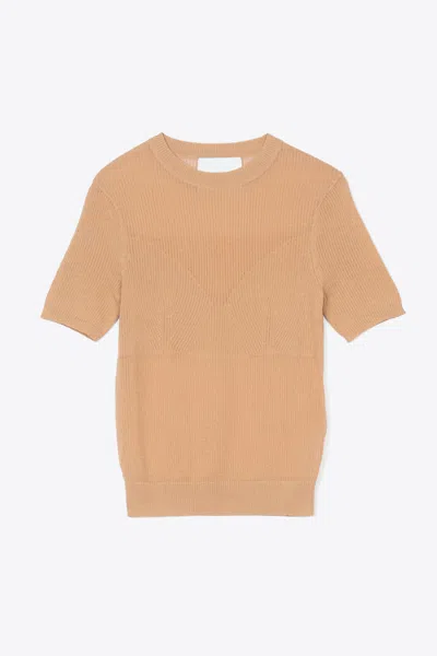 3.1 Phillip Lim Short Sleeve Ribbed Crewneck In Neutral