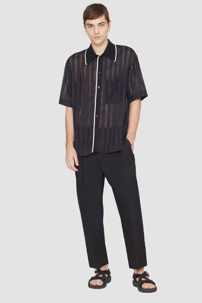 3.1 Phillip Lim Short Sleeve Sheer Bowling Shirt In Navy-blk