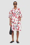 3.1 Phillip Lim Short Sleeve Shirt In Red-wht Multi