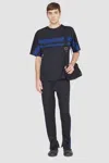 3.1 Phillip Lim Short Sleeve Stripe Ponte T-shirt In Blk Multi