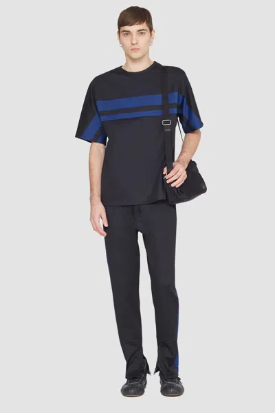 3.1 Phillip Lim Short Sleeve Stripe Ponte T-shirt In Blk Multi