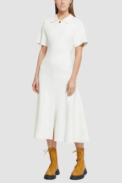 3.1 Phillip Lim Short Sleeve Tech Milano Collared Flare Dress In White