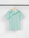 3.1 Phillip Lim Short Sleeve Top With Abstract Zebra Embroidery In Blue