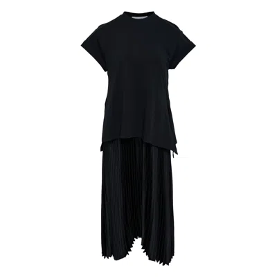 3.1 Phillip Lim Short Sleeve T-shirt Combo Dress With Pleated In Blue