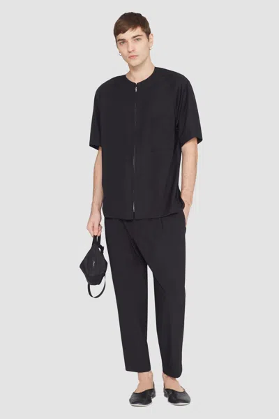 3.1 Phillip Lim Short Sleeve Zip-front Baseball Shirt In Black