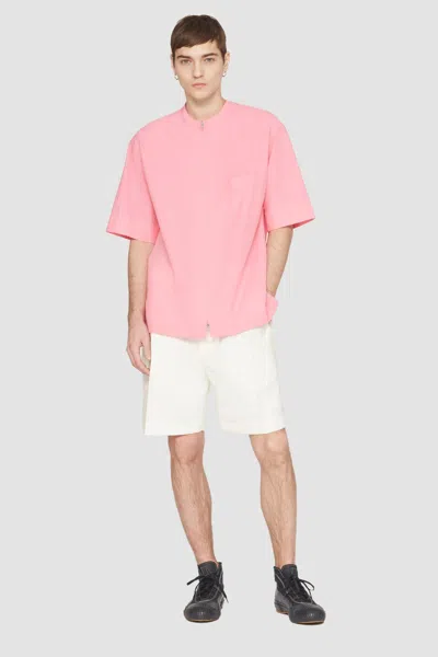 3.1 Phillip Lim Short Sleeve Zip-front Shirt In Powder