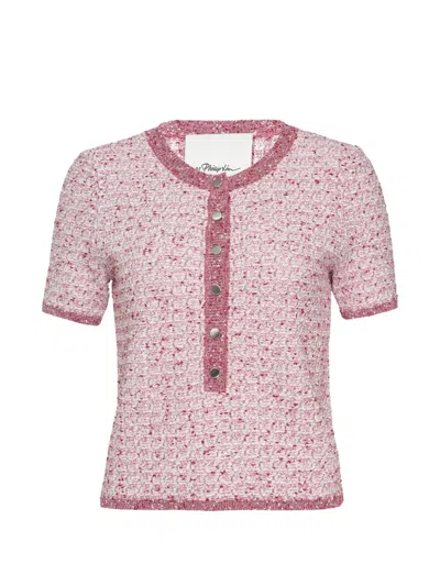 3.1 Phillip Lim Short-sleeved Bouclé Top In Pink