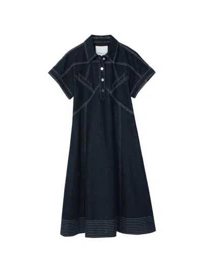 3.1 Phillip Lim Short-sleeves Midi Dress In Blue