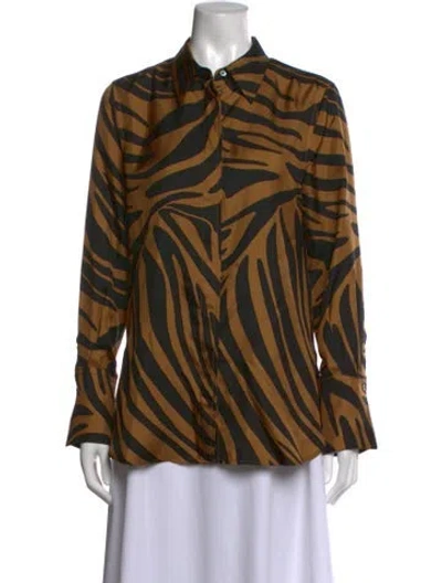 Pre-owned 3.1 Phillip Lim Silk Animal Print Button-up Top In Neutral