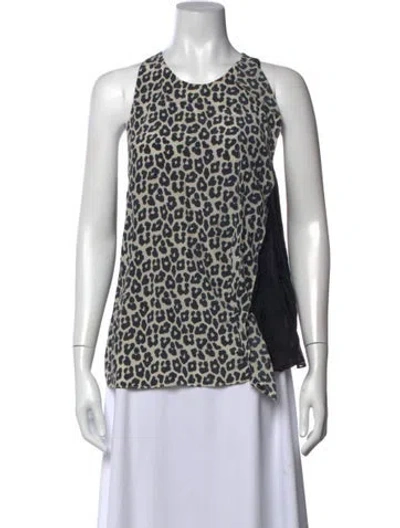 Pre-owned 3.1 Phillip Lim Silk Animal Print Top In Black