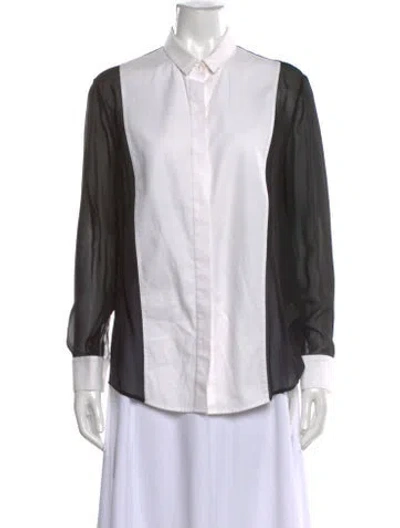 Pre-owned 3.1 Phillip Lim Silk Colorblock Pattern Blouse In Black