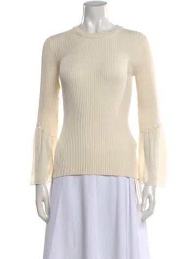 Pre-owned 3.1 Phillip Lim Silk Crew Neck Sweater In White