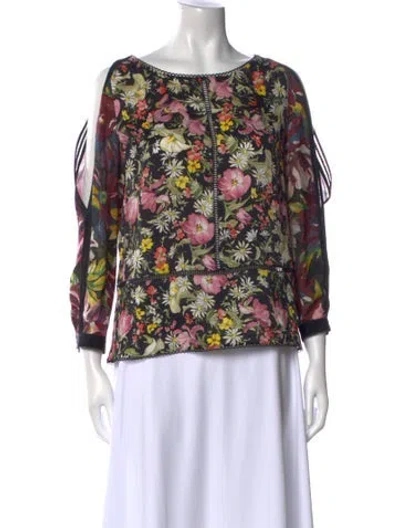 Pre-owned 3.1 Phillip Lim Silk Floral Print Blouse In Black