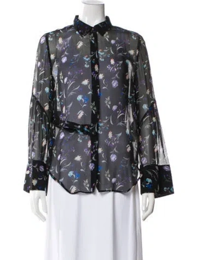 Pre-owned 3.1 Phillip Lim Silk Floral Print Blouse In Blue