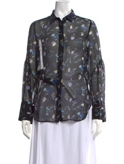 Pre-owned 3.1 Phillip Lim Silk Floral Print Blouse W/ Tags In Black