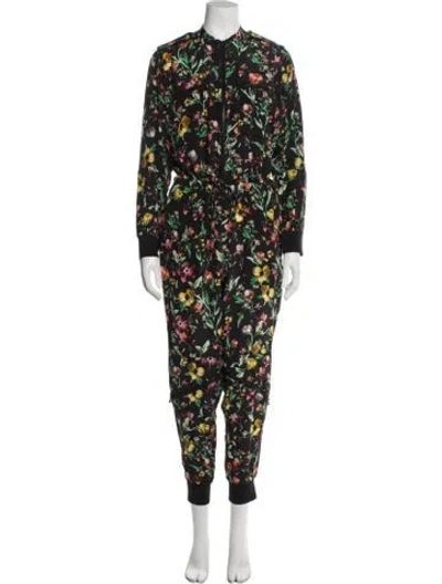 Pre-owned 3.1 Phillip Lim Silk Floral Print Jumpsuit In Black