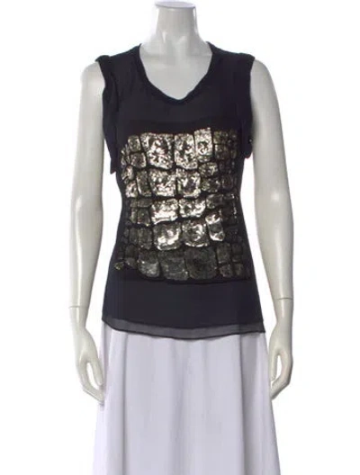 Pre-owned 3.1 Phillip Lim Silk Graphic Print Top In Blue