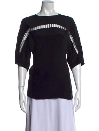 Pre-owned 3.1 Phillip Lim Silk Graphic Print T-shirt In Black