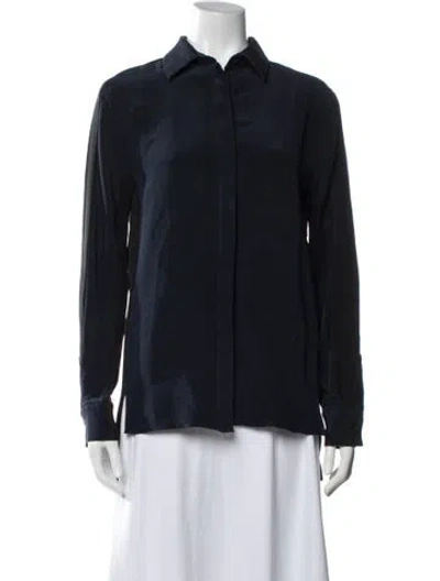 Pre-owned 3.1 Phillip Lim Silk Long Sleeve Top In Blue