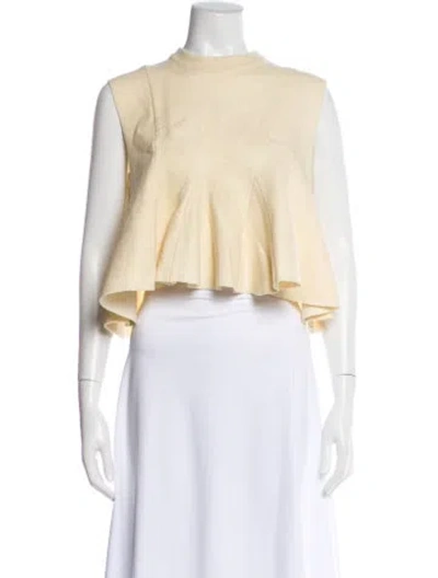 Pre-owned 3.1 Phillip Lim Silk Mock Neck Crop Top In Neutral
