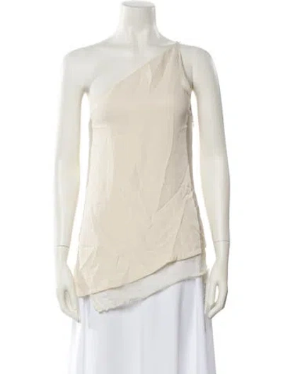 Pre-owned 3.1 Phillip Lim Silk One-shoulder Top In Neutral