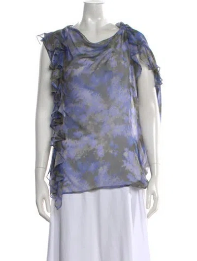 Pre-owned 3.1 Phillip Lim Silk Printed Blouse In Blue