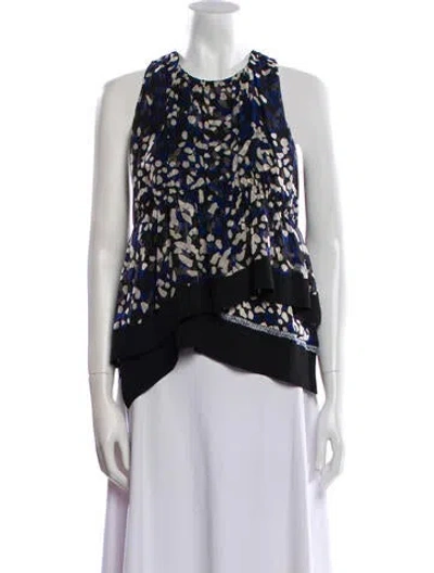 Pre-owned 3.1 Phillip Lim Silk Printed Top In Blue