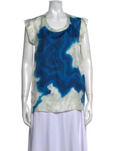Pre-owned 3.1 Phillip Lim Silk Printed Top In Blue