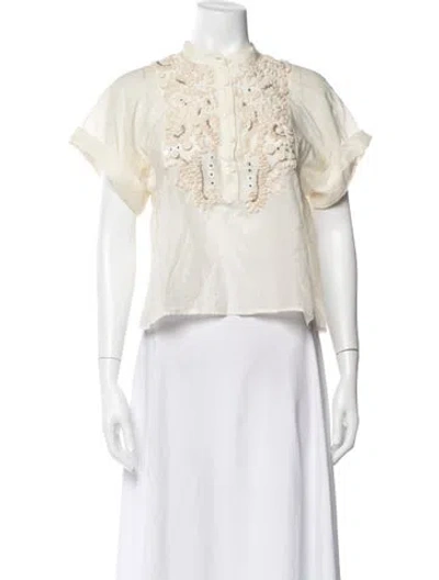 Pre-owned 3.1 Phillip Lim Silk Short Sleeve Top In Neutral