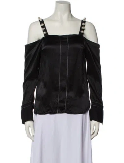 Pre-owned 3.1 Phillip Lim Silk Square Neckline Blouse In Black