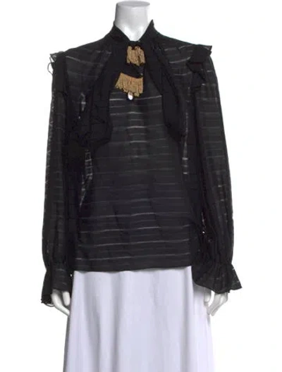 Pre-owned 3.1 Phillip Lim Silk Striped Blouse In Black