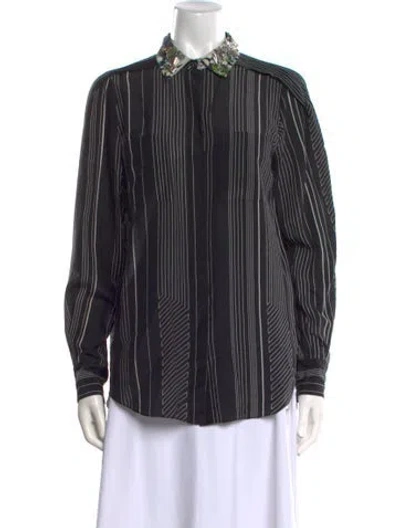 Pre-owned 3.1 Phillip Lim Silk Striped Button-up Top In Black