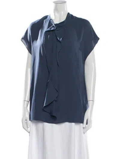 Pre-owned 3.1 Phillip Lim Silk Tie Neck Blouse In Blue