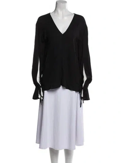 Pre-owned 3.1 Phillip Lim Silk V-neck Blouse In Black