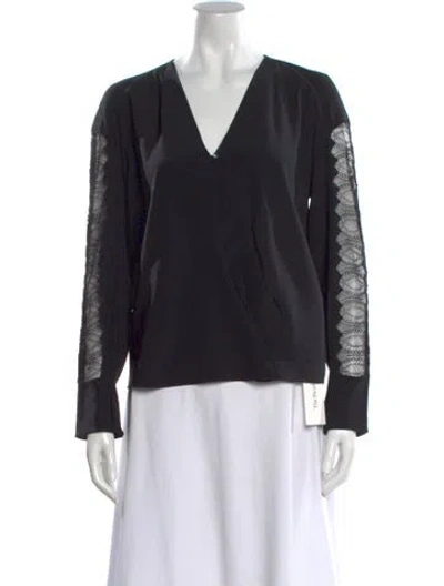 Pre-owned 3.1 Phillip Lim Silk V-neck Blouse In Black