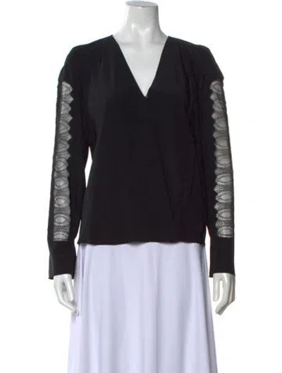 Pre-owned 3.1 Phillip Lim Silk V-neck Blouse In Black