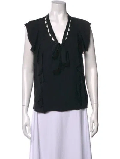 Pre-owned 3.1 Phillip Lim Silk V-neck Blouse In Black