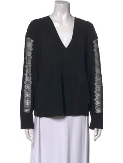Pre-owned 3.1 Phillip Lim Silk V-neck Blouse In Black