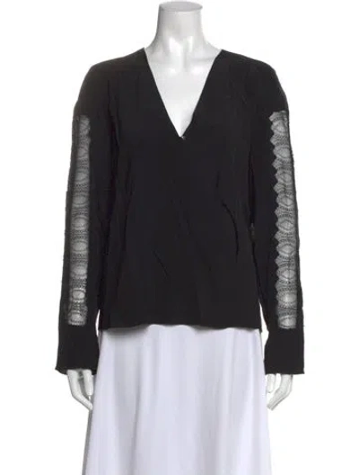 Pre-owned 3.1 Phillip Lim Silk V-neck Blouse In Black