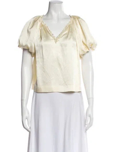 Pre-owned 3.1 Phillip Lim Silk V-neck Blouse In Neutral