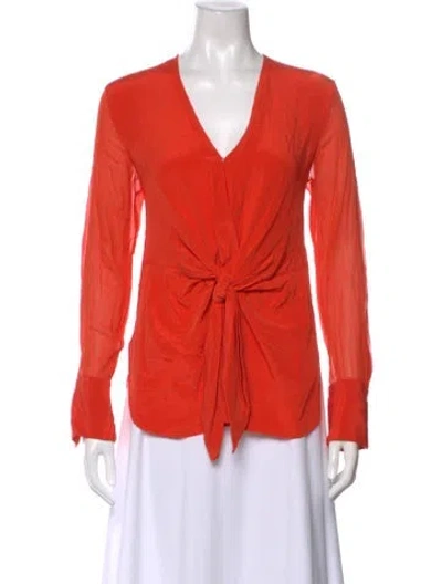 Pre-owned 3.1 Phillip Lim Silk V-neck Blouse In Red