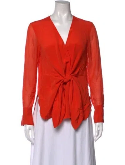 Pre-owned 3.1 Phillip Lim Silk V-neck Blouse In Red