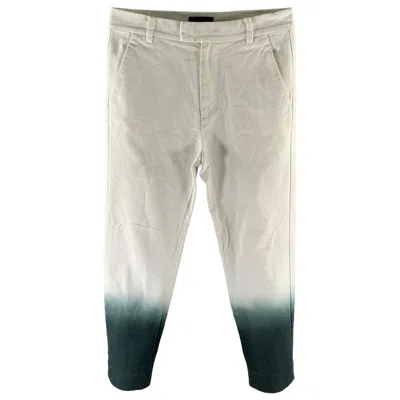 Pre-owned 3.1 Phillip Lim Size 30 White Teal Ombre Cotton Casual Pants