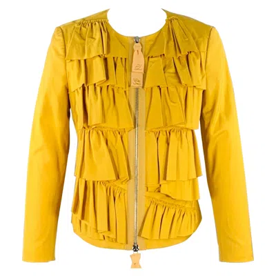 Pre-owned 3.1 Phillip Lim Size 4 Yellow Cotton Blend Ruffled Jacket Blazer
